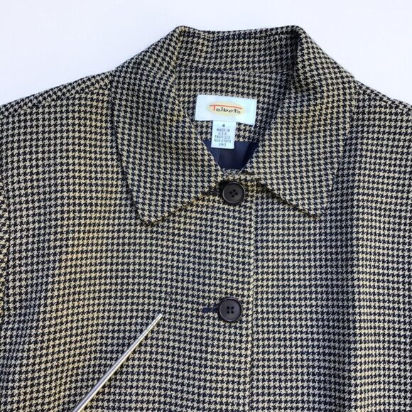 Talbots Vintage Houndstooth Blazer Jacket Womens Size 4 Brown Worsted Wool USA - Picture 5 of 11